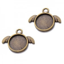 Metal basic cabochon setting with Wings Ø12mm Antique bronze